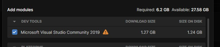 There is a warning before adding a prior MS VS version